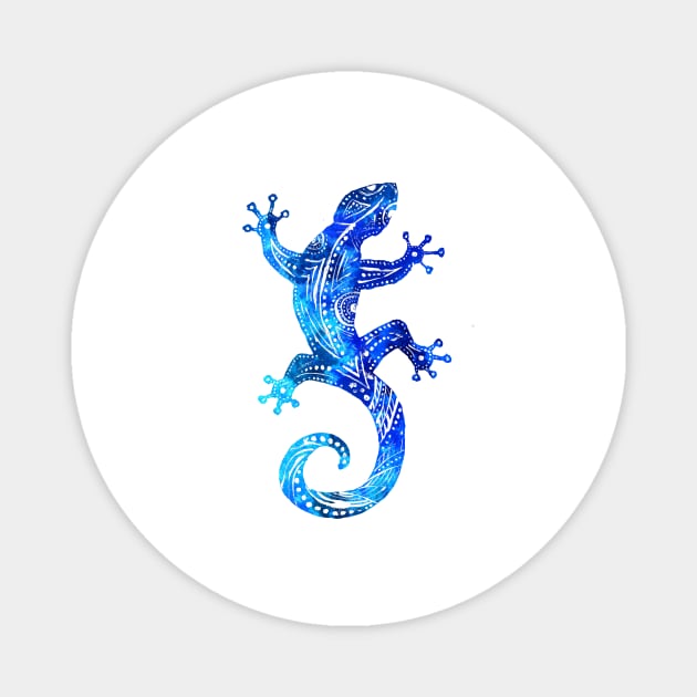 Blue Tribal Gecko Magnet by ZeichenbloQ